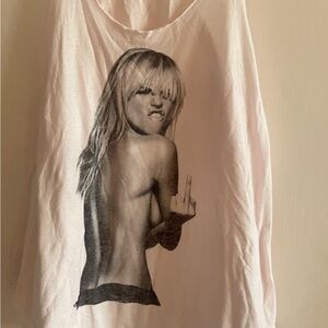 Brandy Melville Black and Pink Graphic Sleeveless Tank